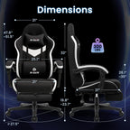N-GEN GAMING Video Gaming Chair with Footrest Lumbar Support for Home Office High Back Recliner Height Adjustable Ergonomic Comfy Fabric Computer Desk Chair (Black)