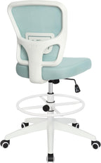 HYLONE Drafting Chair Adjustable Height Tall Office Chairs Standing Desk Chair Rolling Stool Chair Armless Office Drafting Chair Blue