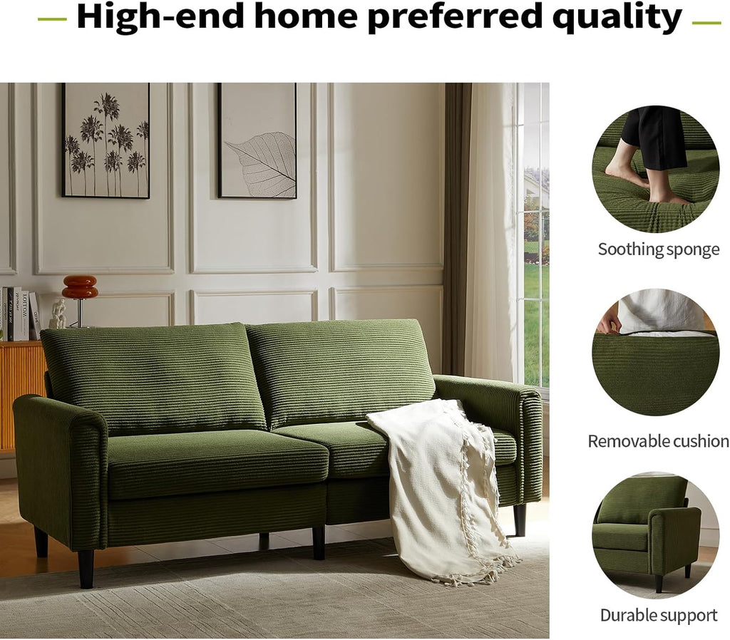Brelice 80" Loveseat Sofa, Corduroy Couch for Living Room, 24.4" Extra Deep Seats, Mid Century Modern Oversized Love Seat for Bedroom, Office, Apartment and Small Space