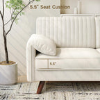 ONBRILL 64.5" Loveseat Sofa, Chenille Loveseat Couch for Living Room, 23.2" Deep Seat Love Seat with Padded Arms, Comfy Modern Small Couches for Bedroom, Small Spaces, Dorms, Office, Beige