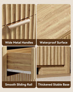 Fluted 6 Drawer Dresser for Bedroom, 54" Wide Chest of Drawers with Metal Handle, Modern Storage Dressers Organizer for Living Room, Hallway, Natural Oak