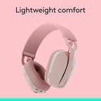 Logitech Zone Vibe 100 Lightweight Wireless Over Ear Headphones with Noise Canceling Microphone, Advanced Multipoint Bluetooth Headset, Works with Teams, Google Meet, Zoom, Mac/PC - Rose