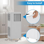 Portable Air Conditioner 8000 BTU, 3-in-1 Cooling, Dehumidifier & Fan, Quiet Sleep Mode Less Than 50dB, Self-Evaporating, Windowless AC for Rooms Up to 350 Sq. Ft., Remote & Window Kit Included