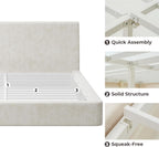RECCI Cloud King Size Bed Frame with Ergonomic Angled Foam Cushioned Headboard, Minimalist Design Platform Bed Frame, No Box Spring Needed, Easy Assembly (Beige)