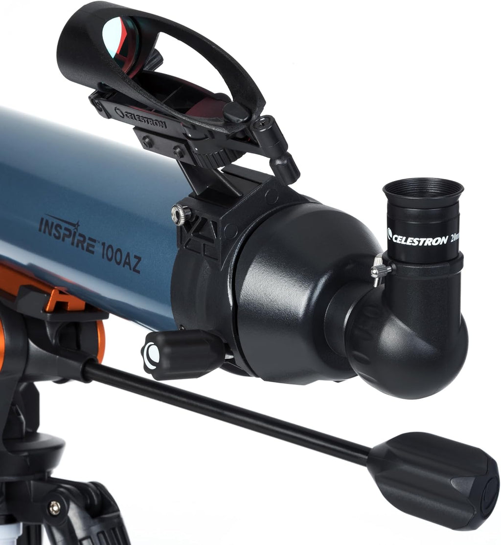 Celestron Inspire 100AZ Refractor Telescope with Built-in Smartphone Adapter  Blue