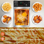 OSTBA Deep Fryer with Basket, 10.36QT Deep Fryer, 1600W Stainless Steel Commercial Deep Fryer with Adjustable Temperature 140–390℉, Removable Basket & Oil Tank