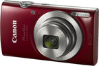 Canon PowerShot ELPH 180 Digital Camera Bundle (Red) Compact Point and Shoot with Optical Zoom | Easy Controls Lightweight Design for Travel Family and Everyday Photography with Case and 64GB Card