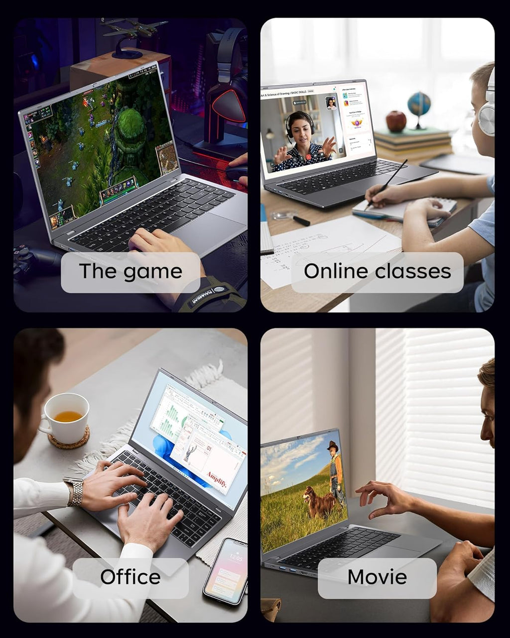 15.6 inch Laptop with Pentium Gold 6500Y(Up to 3.4GHz)  16GB RAM 256GB SSD 1080P Full HD  USB-C WiFi 5 BT5.0 Gray Computer Laptops for School  Business