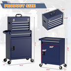 Tool Chest, 5-Drawer Rolling Tool Chest with Detachable Top Tool Box, Tool Box with Wheels, Tool Storage Cabinet for Garage, Warehouse, Workshop (Blue)