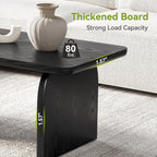 LITTLE TREE Farmhouse Coffee Table, 47 Inches Wooden Center Tables with Rounded Corners, Rectangular Living Room Tables, Modern Low Cocktail Tea Furniture for Living Room (Black)