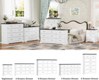 7 Drawer Dresser for Bedroom, 57" Wide Wooden Chest of Drawers, Rustic Farmhouse Dresser with Large Drawers & Metal Handles, Modern Storage Organizer for Closet, Living Room, Hallway, White