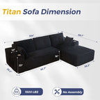 MAXYOYO 104" Modular Sectional Couch with L-Shape Chaise, Modern Boneless Couch for Living Room, Sofa in A Box, Oversized Sofa Sleeper with Deep Seat, No Assembly Required, Black