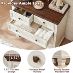Farmhouse Bedroom Dresser and Nightstand Set of 4, 6 Drawer Tall & 5 Drawers Dresser & 2 Drawer Nightstand Set, Rustic Wood Furniture Set for Bedroom, Hallway, White