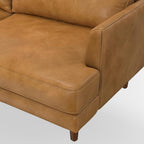 SIMPLIHOME Livingston Sofa - 76 inch Wide Top Grain Genuine Leather Sofa in Sienna, Mid-Century Modern Loveseat for Living Room with Removable Feather-Wrapped Cushions and Solid Wood Frame