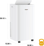 Whirlpool 14,000 BTU Portable Air Conditioner with Dehumidifier for Living Room, Apartment, or Bedroom, 115V, Portable AC for Large Rooms up to 700 Square Feet with Remote, 3 Speeds, and Timer, White