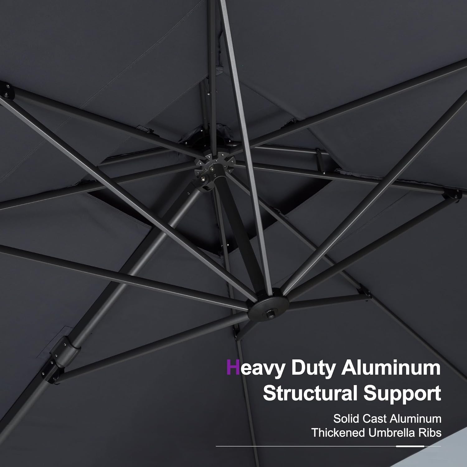 PURPLE LEAF 10FT Cantilever Outdoor Umbrellas Large Patio Umbrella Hanging Double Top Square Offset Umbrella with 360°Rotation Tilting Umbrella Outdoor Patio, Grey