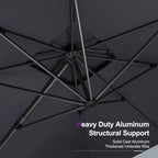 PURPLE LEAF 10FT Cantilever Outdoor Umbrellas Large Patio Umbrella Hanging Double Top Square Offset Umbrella with 360°Rotation Tilting Umbrella Outdoor Patio, Grey