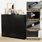 Giantex 38-Inches Storage Cabinet, Sideboard with 2 Doors and 4 Cubic Shelves, Anti-Tipping Device, Sturdy Metal Hings, Credenza, Bathroom Cabinet for Living Room, Kitchen, Entryway, Black