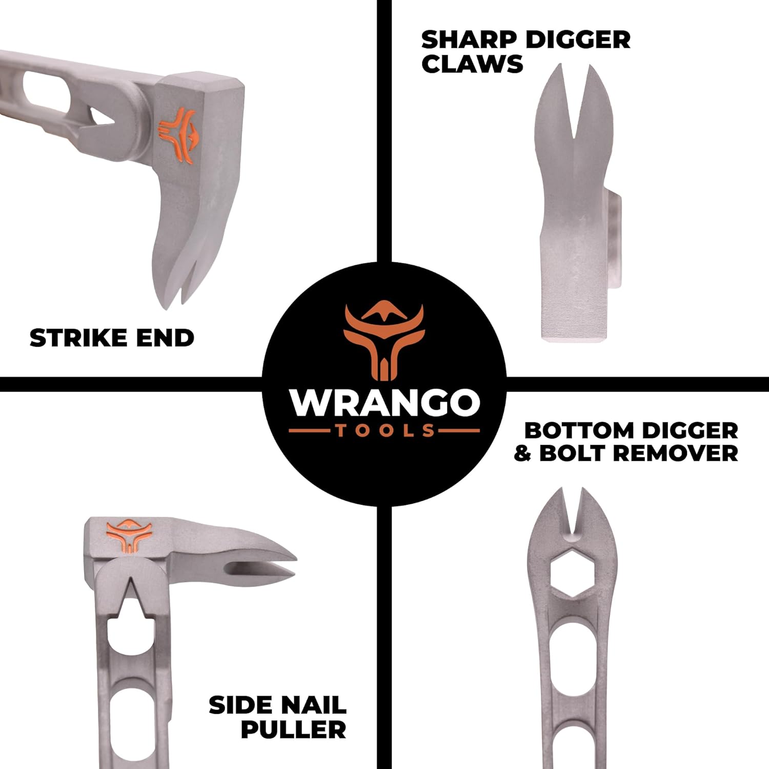 Wrango Tools 9.5" Titanium Nail Puller Cats Paw Pry Bar - 45% Lighter Than Steel - Side Nail Puller - 13mm Bolt Remover - Professional Contractor Grade - 5% Donated To Help Farmers