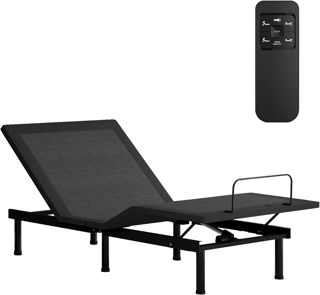 Twin XL Adjustable Bed Base Frame and 12 inch Green Tea Memory Foam Mattress, Electric Bed Base Wireless Remote, Zero Gravity Bed, Head and Foot Incline, Anti-Snore,Easy Assembly