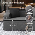 Cloud Sectional Couch for Living Room, 104'' L-Shaped Modular Sofa with Chaise, Modern Corduroy Boneless Couch with Deep Seat, No Assembly Required, Grey