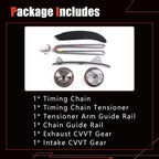 AUCERAMIC Timing Chain Kit With Intake & Exhaust CVVT Gear Sprocket Fit for Hyundai Elantra 2014-2016,Kia Soul 2014-2019, 2.0L G4NA G4NC, Replace# 24321-2E200 24350-2E201