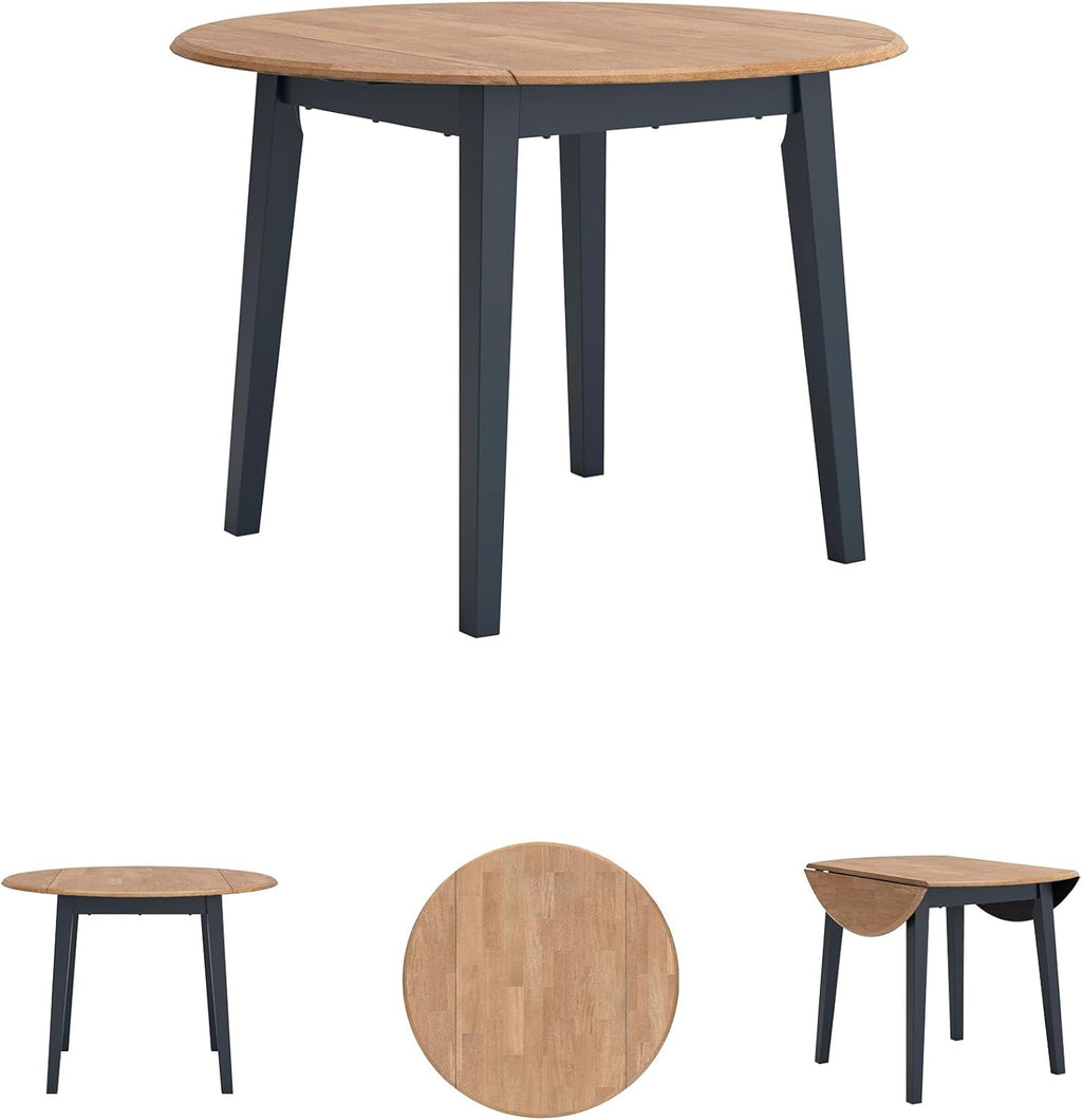 Signature Design by Ashley Gesthaven Modern Dining Drop Leaf Table with 4 Legs, Light Brown & Blue