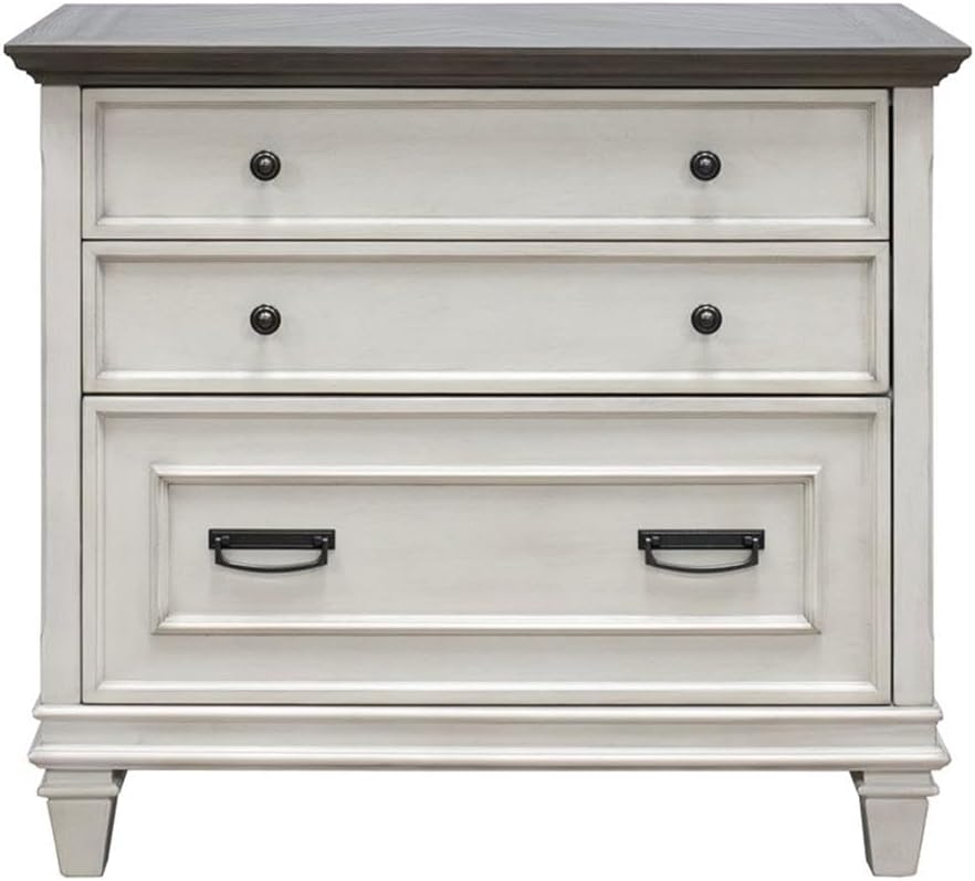 Ashford & Sons Wood Lateral File Cabinet, 31" H x 36" W x 21" D, White Finish, Locking Legal/Letter File Drawers, Ball Bearing Glides, Durable Fully Assembled Office Storage Solution