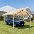 SIHAIAN 10 x 20 Ft Carport Replacement Canopy Cover(No Frame), Easy to Set up Carport Canopy, 500D Heavy-Duty Garage Top Tent Shelter Tarp Waterproof and UV Protected (Only Canopy Cover) Beige