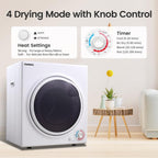 Portable Dryers for Laundry 1500W, 3.5 cu.ft Apartment Dryer with 4 drying Mode, Front Load Electric Dryer for RVs and Apartments, White