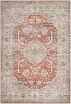 Bloom Rugs Caria Washable Non-Slip 9x12 Rug - Orange/Olive Beige Traditional Area Rug for Living Room, Bedroom, Dining Room, and Kitchen - Exact Size: 9' x 12'