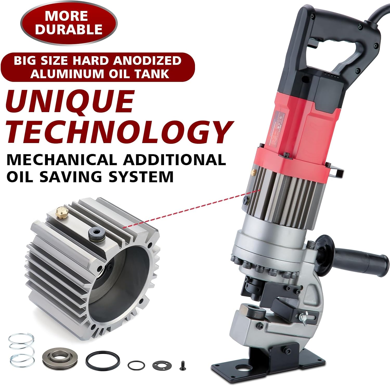 1300W Electric Hydraulic Hole Puncher Φ1/4"-4/5" hydraulic Punching Machine Punching Tool with 5 Dies for Iron Copper Aluminum Plate Angle Steel (PM20)