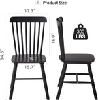 Black Windsor Dining Chairs Set of 4 Wooden Dining Chairs Spindle Back Dining Room Chairs, Modern Farmhouse Solid Wood Kitchen Chairs for Living Room, Restaurant, Cafe