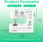 Mini Sewing Machine for Beginners, 16 Built-in Stitches, 2-Needle Adjustable Speed, Portable Electric Household Sewing Machine with Complete Accessory Kit, Ideal for DIY Sewing Projects