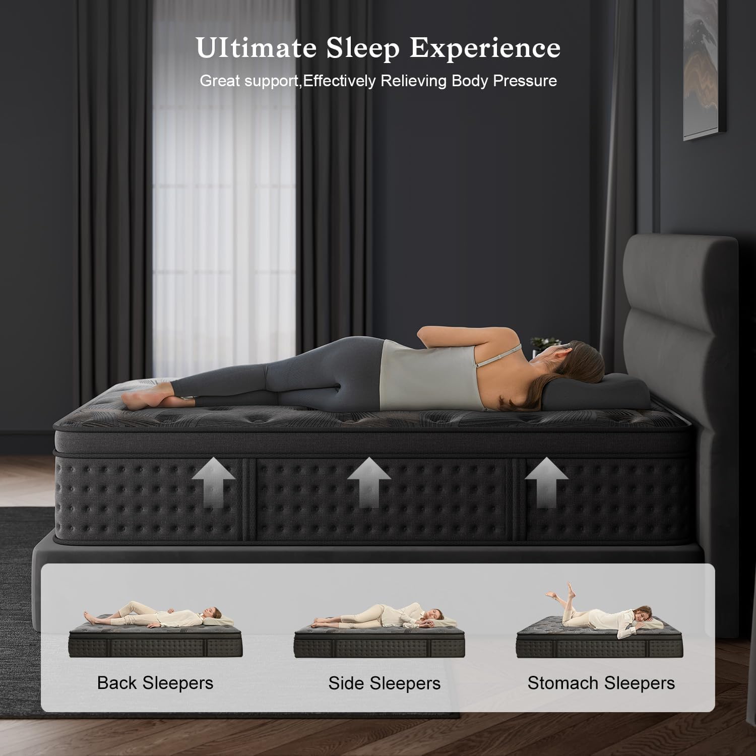 Queen Mattress,12 Inch Queen Size Hybrid Mattresses with Memory Foam and Individual Pocket Spring for Motion Isolation,Pressure Relief,CertiPUR-US.