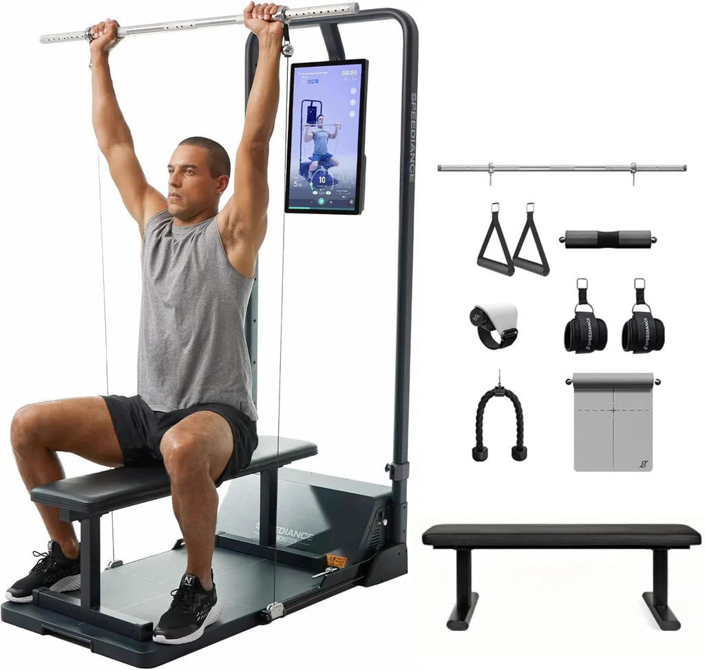 Speediance Gym Monster Works & Smart PowerGrip & Adjustable Barbell Hooks & Extender Belt Attachments & Gym Accessories Organizer Bundle