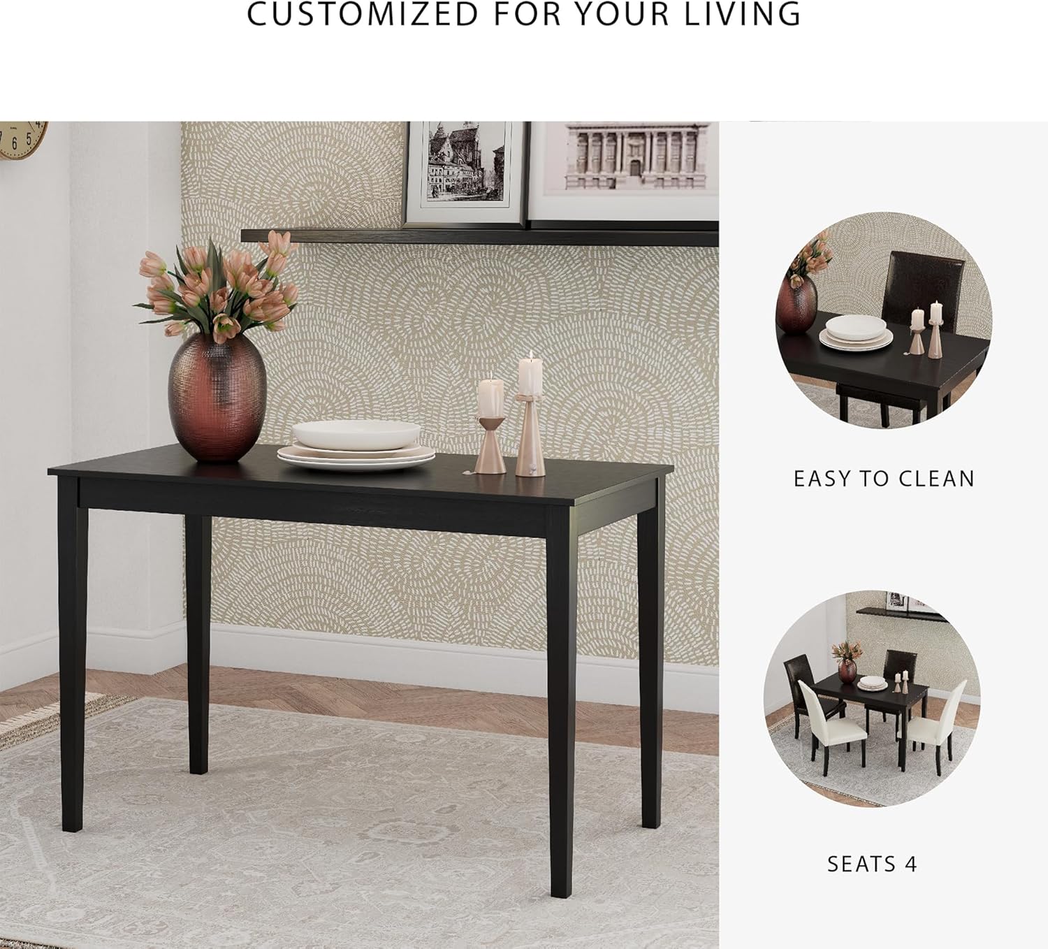 Signature Design by Ashley Kimonte Rectangular Dining Room Table, Black