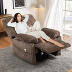 GRAINELL Swivel Rocker Recliner Chair with Massage and Heat, USB Charging Port, Infinite Position Power Recliner, Electric Glider Rocking Chairs for Living Room, Nursery (Brown)