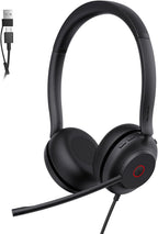 Yealink UH35 USB-C/A Headset with Noise Cancelling Microphone, Wired Headphones for Computer PC, Mute Button, Compatible with Zoom, Google and Other Leading UC Call Platforms