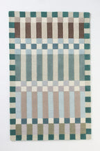 Hand-Tufted Wool Plaid Checkered Area Rug – Modern Geometric Color Block Pattern, Soft Plush Carpet with Cotton Backing for Living Room Bedroom Dining Room Nursery (Multi-Color, 5' x 8')