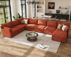 ABCASA 167.5" Oversized Modular Sectional Sofa, U Shaped Convertible Couch with Movable Ottoman, Large 8 Seat Corner Couches for Living Room Deep Seat Terracotta Chenille