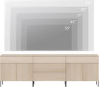 WAMPAT Fluted TV Stand for TVs up to 100 inchs, 3 in 1 Modern Entertainment Center with Storage Cabinets and 5 Drawers & 4 Doors, Wood Media TV Console Table with Storage for Living Room, Beige