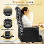 FelixKing Big and Tall Office Chair, 400LBS Wide Leather Executive Chair, Reversible Armrest for Pets Criss Cross Legged, 135° Reclining High Back Gaming Desk Chair with Lumbar Support Footrest, Black
