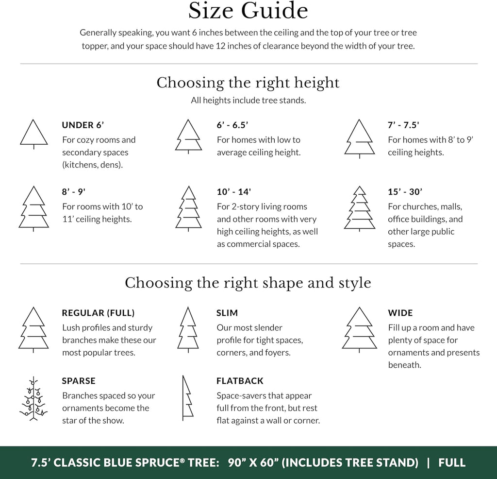 Balsam Hill 7.5ft Pre-Lit Classic Blue Spruce - Artificial Christmas Tree with 1000 Clear Incandescent Lights, Easy Plug Technology, Premium Stand for Indoor Holiday Decorating