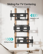 Pegzone Full Motion TV Wall Mount for 37-90 Inch TVs up to 176lbs, 25.4" Extension, Swivel Heavy Duty TV Bracket, Sliding Dual Arms for Off-Center Studs, Fits 16"/ 18" /24" Wood Studs, VESA 600x400
