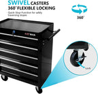5-Drawer Tool Cart on Wheels, Drawers Rolling Tool Chest with Key Lock, Mobile Trolley Organizer Tools Box with Locking Wheels & Ball Bearing Drawers for Garage,Repair Shop,Warehouse (Black)