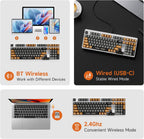 MCHOSE UT98 Wireless Mechanical Keyboard Compact Gaming Keyboard with Knob Tri-Mode Connection Hot Swappable Custom Creamy Keyboard Gasket Structure Pre-lubed Linear Switches RGB Classic ICY