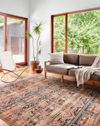 Loloi Layla Collection LAY-14 Mocha/Blush 9'-0" x 12'-0" .13" Thick Area Rug, Soft, Durable, Vintage Inspired, Distressed, Low Pile, Non-Shedding, Easy Clean, Printed, Living Room Rug