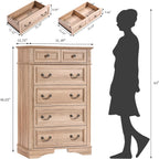 Farmhouse Dresser and Nightstand Sets, 6-Drawer with 7 Drawer Dresser & 3 Drawer Nightstand Sets, 4 Pieces Rustic Wood Bedroom Furniture Set for Home, Bedroom, Hallway(Natural)