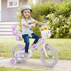 Olakids Kids Bike, 12 14 16 18 20 Inch Toddlers Bike with Doll Seat Basket Adjustable Seat and Handlebar, Handbrake and Coaster Brake, Children's Bicycle for Girls